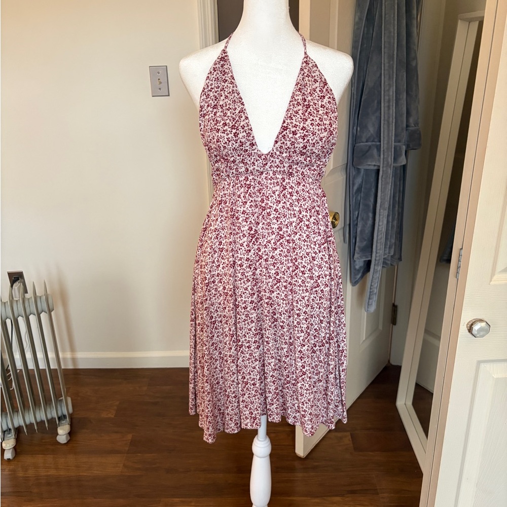 Brandy Melville Red Floral Backless Dress